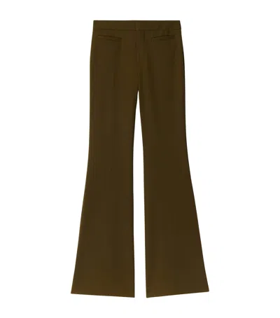 Burberry Twill Flared Trousers In Green