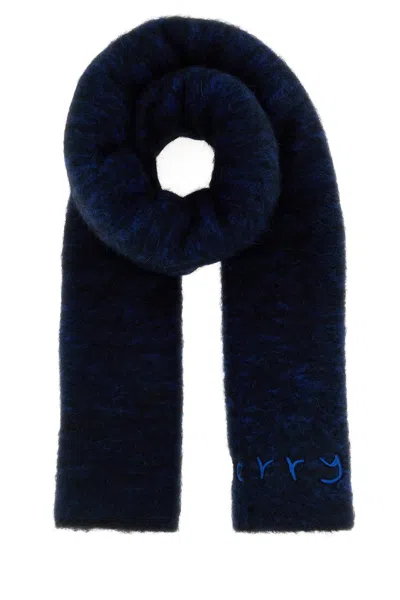 Burberry Two-tone Alpaca Blend Scarf In Blue