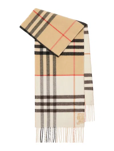 Burberry Two Tone Check Scarf In Brown