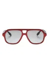 Burberry Two-tone Engraved-logo Pilot Sunglasses In Black