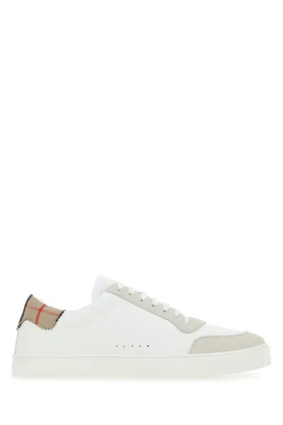 Burberry Two-tone Leather And Suede Sneakers In Multicoloured