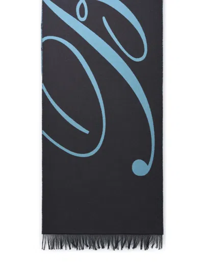 Burberry Bby Script Scarf In Light Blue