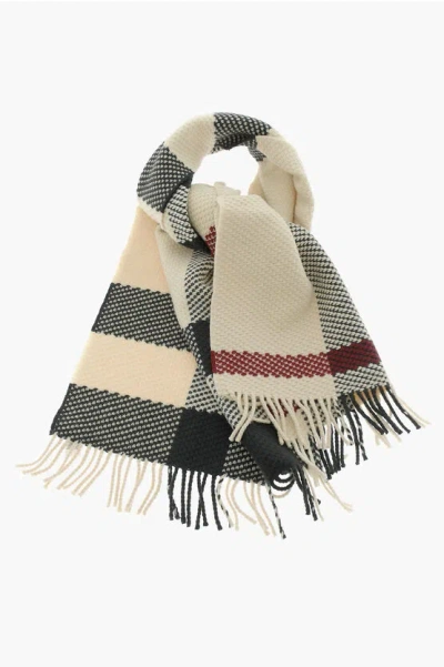 Burberry Two-tone Wool Maxi Scarf In Gray