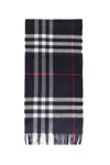 Burberry Check-print Cashmere Reversible Scarf In Blue