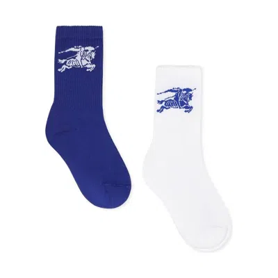 Burberry Unisex Equestrian Knight Multicolor Socks Set In Blue