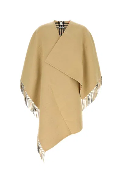 Burberry Unisex Wool Cape In Beige O Tan