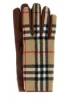 Burberry Brown Check Wool Gloves In Brown