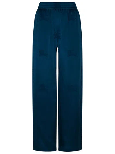 Burberry Unsead Navy Silk Pants In Muted Navy Ip Pat
