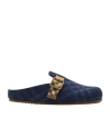 Burberry Lf Urchin Mules Cotton Check Pattern In Blue