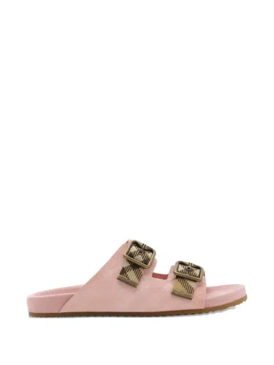 Burberry Urchin Check Buckle Sandals In Pink