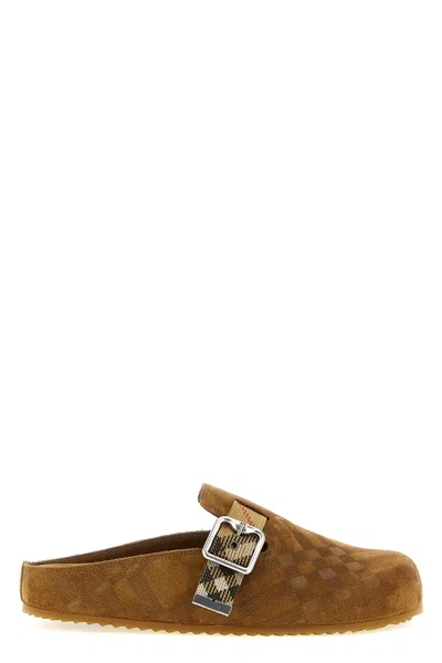 Burberry Urchin Mules Clog Heel Type Pattern Toe In Brown