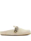 Burberry Slip-on Clog With Suede Finish And Buckle Detail In White