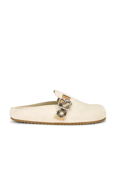 Burberry Check Jacquard-woven Rounded Toe Clogs In Beige