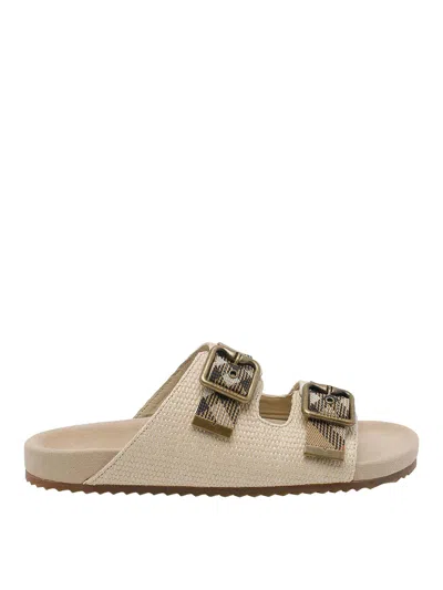 Burberry Urchin Rafia Sandals In Brown