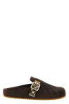 Burberry Strap Patterned Round Toe Rubber Sole Slip-on In Brown