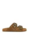 Burberry Check Pattern Flat Sandals Dual Straps In Brown