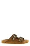Burberry Check Pattern Flat Sandals Dual Straps In Brown
