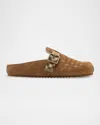 Burberry Check-pattern Buckle-fastening Slippers In Brown