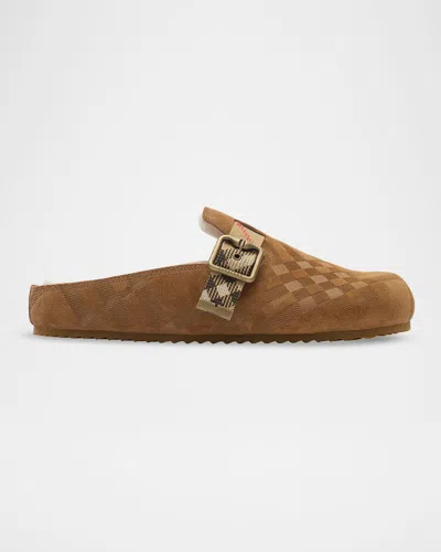 Burberry Urchin Shearling-lined Suede Clogs In Brown