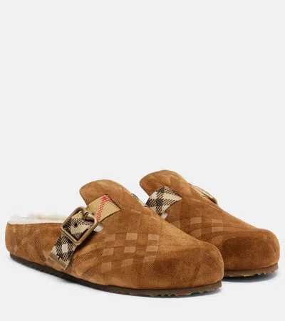 BURBERRY URCHIN SHEARLING-LINED SUEDE CLOGS