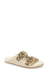 Burberry Checked Canvas Jacquard-trimmed Suede Sandals In White