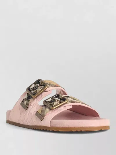 Burberry Urchin Suede Sandals Flat Sole Straps In Pink