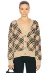 Burberry Checked V-neck Buttoned Cardigan In Sand Ip Check