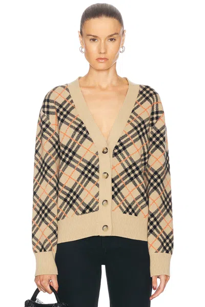 Burberry Check Jacquard Cashmere Cardigan In Multi