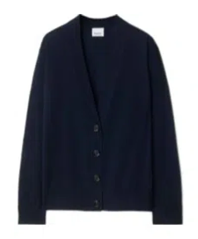 Burberry V-neck Knitted Cardigan In Black