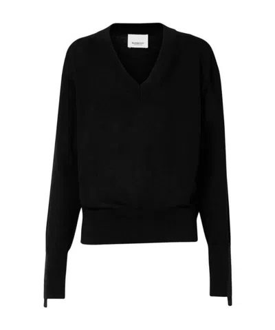 Burberry V-neck Knitted Jumper In Black