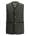 Burberry Quilted Green Gilet With Distinctive Button Closure