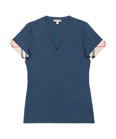 Burberry V-neck T-shirt In Blue