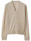 Burberry V-neck Wool Cardigan In Neutrals