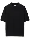 Burberry V-neck Wool Polo Shirt In Black
