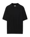 Burberry V-neck Wool Polo Shirt In Black