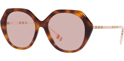 Pre-owned Burberry Vanessa Women's Havana Geometric Sunglasses - Be4375 40195 55 - Italy In Pink