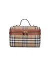 Burberry Check Clutch Bag Adjustable Strap Top Handle In Sand