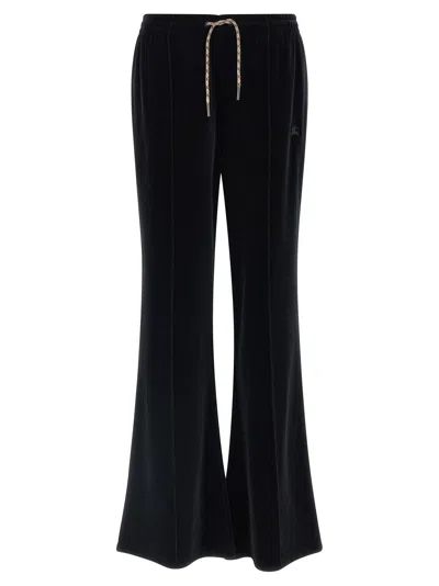 Burberry Velvet Flared Joggers In Black