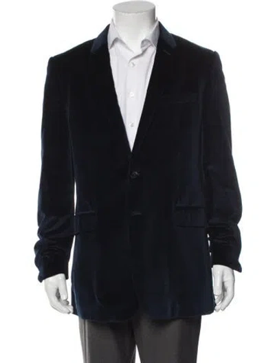 Pre-owned Burberry Velvet Blazer In Blue