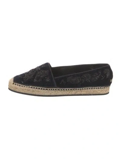 Pre-owned Burberry Velvet Espadrilles In Blue