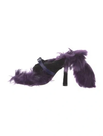 Pre-owned Burberry Velvet Fur Trim Gladiator Sandals In Purple