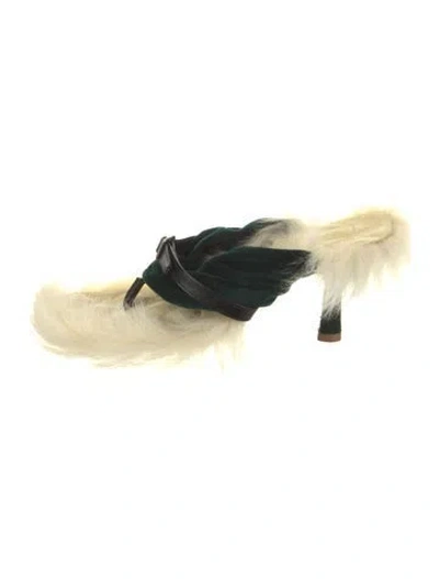 Pre-owned Burberry Velvet Fur Trim Slides In Multi