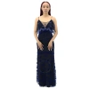 BURBERRY BURBERRY VELVET LEAF CAP-SLEEVE GOWN