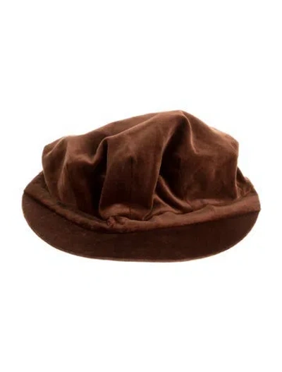 Pre-owned Burberry Velvet Newsboy Cap In Brown