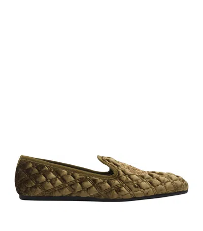 Burberry Velvet Quilted Slippers In Nude