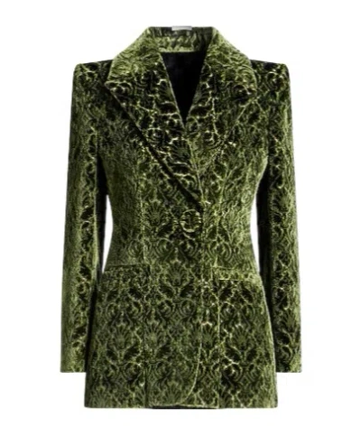 Burberry Velvet Singlebreasted Blazer In Green
