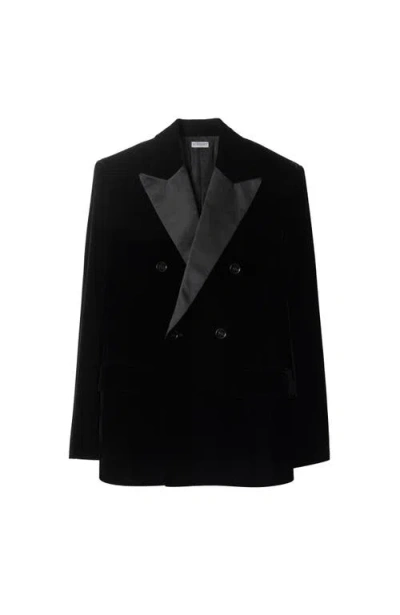 Burberry Velvet Tuxedo Jacket In Black