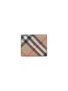Burberry Book Wallet In Coated Canvas Bi-fold Design In Beige
