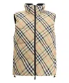 Burberry Reversible Check Nylon Puffer Gilet In Beige