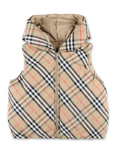 Burberry Kids' Vest Jacket In Sand Ip Check